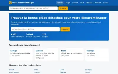 Page d'accueil de pieceelectromenager.com